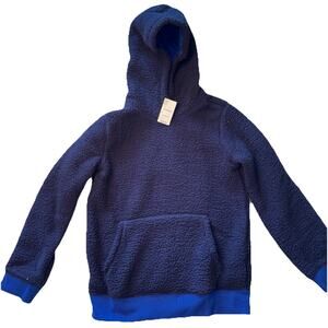 Lands End Kids Sherpa Hoodie Sz L Deep Sea Navy (Sz 10-12) NWT